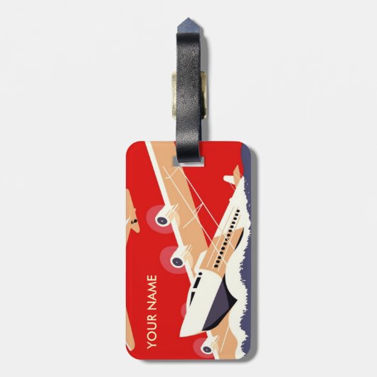 Vintage Travel Bagagelabel Red (Achterkant verticaal)