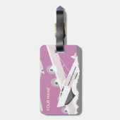 Vintage Travel Bagagelabel Roze (Achterkant verticaal)