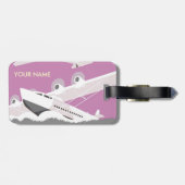 Vintage Travel Bagagelabel Roze (Achterkant horizontaal)