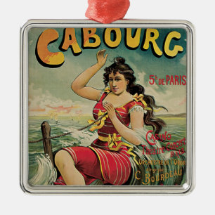 Vintage Travel, Beach Resort, Cabourg Frankrijk Metalen Ornament