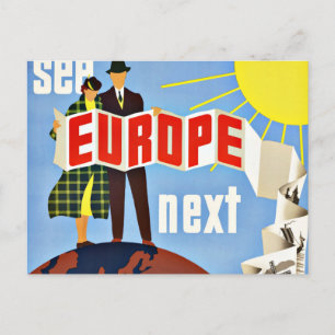 Vintage Travel Bekijk Europa Briefkaart