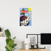 Vintage Travel Bekijk Europa Poster (Thuiskantoor)