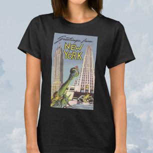 Vintage Travel, beroemde New York City Landmarks T-shirt