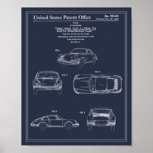 Vintage Travel Blueprint Art Sports Car Patent Poster