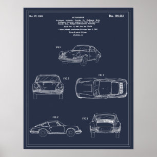 Vintage Travel Blueprint Art Sports Car Patent Poster