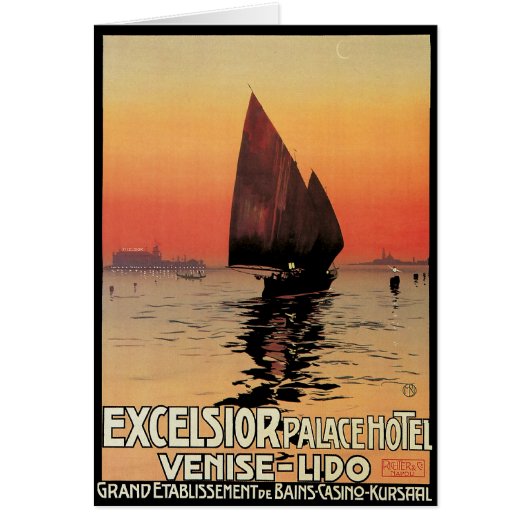 Vintage Travel, Boats in Excelsior Palace Venice (Voorkant)