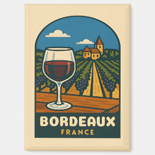 Vintage Travel Bordeaux Frankrijk Vineyard Retro Magneet