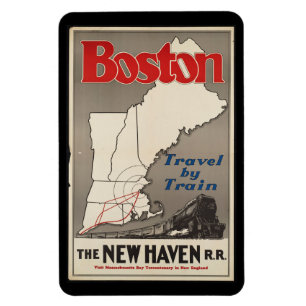 Vintage Travel Boston New Haven Railroad Train Magneet