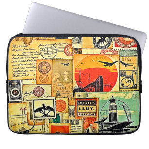 Vintage Travel Briefkaart Art Laptop Sleeve