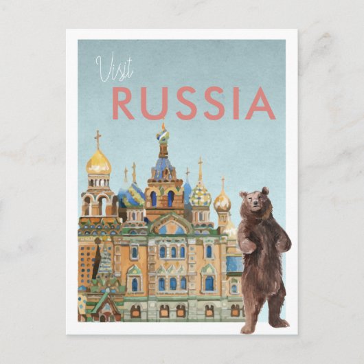 Vintage Travel Briefkaart | Rusland (Voorkant)