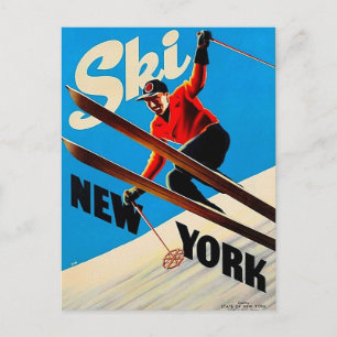 Vintage Travel Briefkaart - Ski New York
