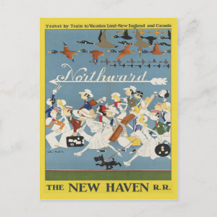 Vintage Travel Briefkaart voor New England en Cana