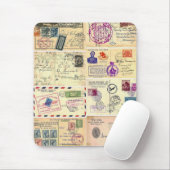 Vintage Travel Briefkaarten Muismat (Met muis)