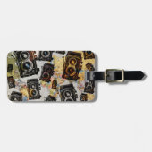 Vintage Travel Camera Patroon Bagagelabel (Voorkant horizontaal)