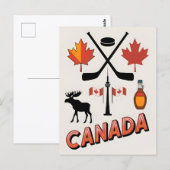 Vintage Travel Canada Nationale Iconen Vector Styl Briefkaart (Voorkant / Achterkant)