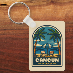 Vintage Travel Cancun Mexico Beach Seaside Retro Sleutelhanger