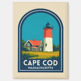 Vintage Travel Cape Cod Nauset Lighthouse Retro Magneet