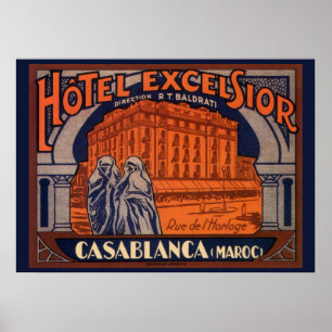 Vintage Travel, Casablanca in Morocco, Africa Poster
