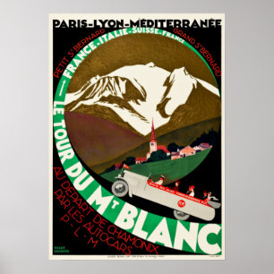 Vintage Travel Chamonix Mont Blanc Frankrijk Poster