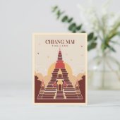 Vintage Travel Chiang Mai Thailand Vector Graphic Briefkaart (Staand voorkant)