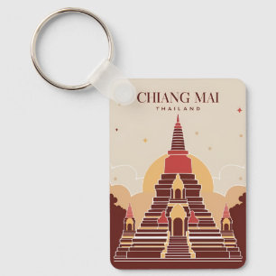 Vintage Travel Chiang Mai Thailand Vector Graphic Sleutelhanger