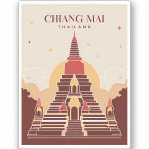 Vintage Travel Chiang Mai Thailand Vector Graphic Sticker