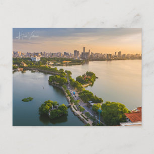 Vintage travel city hanoi vietnam retro vakantie briefkaart