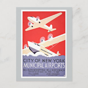 Vintage Travel City of New York Airports Briefkaart