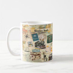 Vintage Travel Collage Koffiemok