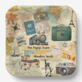 Vintage Travel Collage Papieren Bordje (Voorkant)