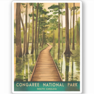 Vintage Travel Congaree National Park Retro Schild Sticker