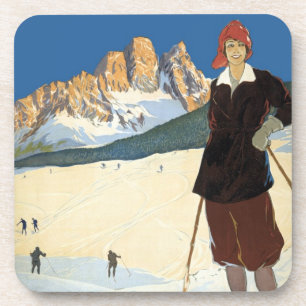 Vintage Travel Cortina d'Ampezzo, Italië Ski Alps Bier Onderzetter