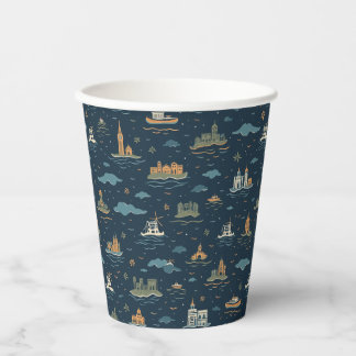 Vintage Travel Design Papieren bekers