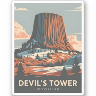 Vintage Travel Devil's Tower Wyoming Retro Schilde Sticker