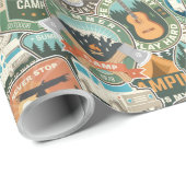 Vintage Travel Explorer Patroon Cadeaupapier (Rol Hoek)