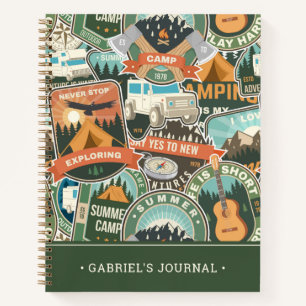 Vintage Travel Explorer Patroon   Jouw namen toevo Notitieboek