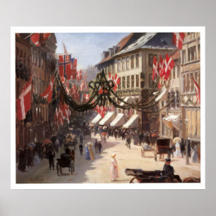 Vintage Travel Flag Day in Copenhagen Denmark Poster