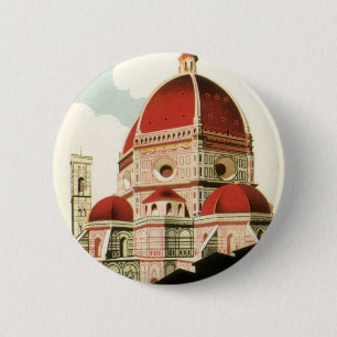 Vintage Travel Florence Firenze Italië Kerk Duomo Ronde Button 5,7 Cm