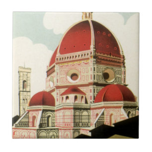 Vintage Travel Florence Firenze Italië Kerk Duomo Tegeltje