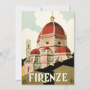 Vintage Travel, Florence Italy Church Invitation Kaart
