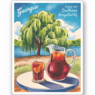 Vintage Travel Georgia Southern Retro Schilderacht Sticker