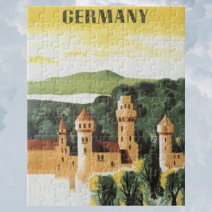 Vintage Travel, German Castle, Beieren Duitsland Legpuzzel