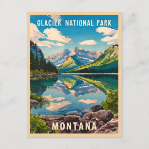 Vintage Travel Glacier Nationaal Park Montana Briefkaart