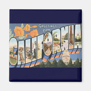 Vintage Travel, Greetings uit California Poppies Magneet