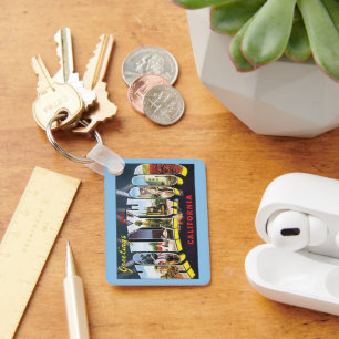 Vintage Travel Greetings uit Hollywood California Sleutelhanger