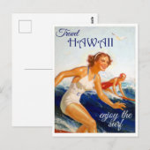 Vintage Travel Hawaii Surfing Briefkaart (Voorkant / Achterkant)