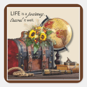 Vintage Travel Het leven is een reis Vierkante Sticker