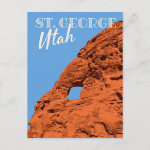 Vintage Travel Hike St. George Utah rock formation Briefkaart