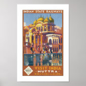 Vintage Travel India Poster Print (Voorkant)