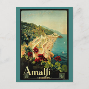 Vintage Travel, Italiaanse kuststrand Amalfi Briefkaart